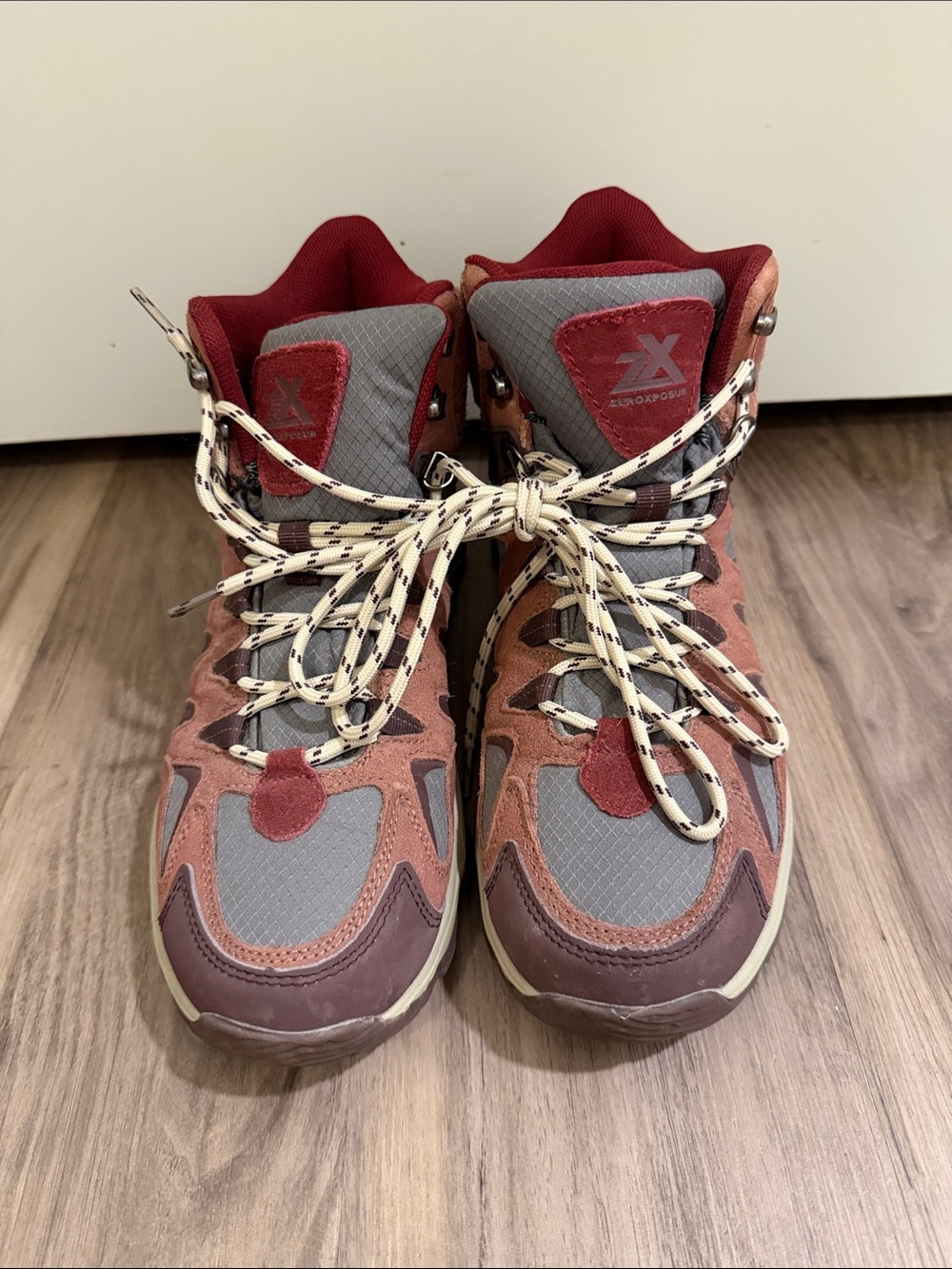 ZeroXposur Women's Red and Gray Athletic Hiking Sneakers